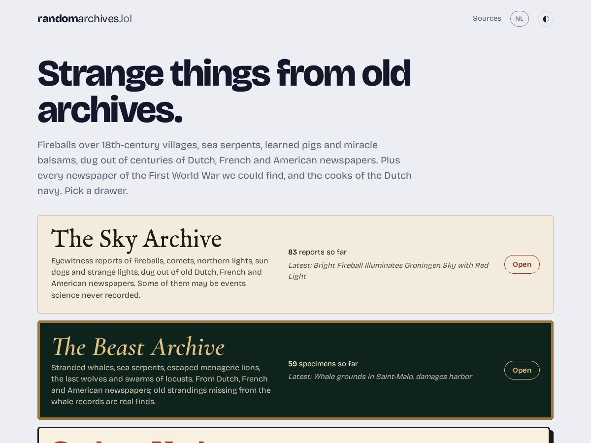 Landing-page snapshot of randomarchives.lol