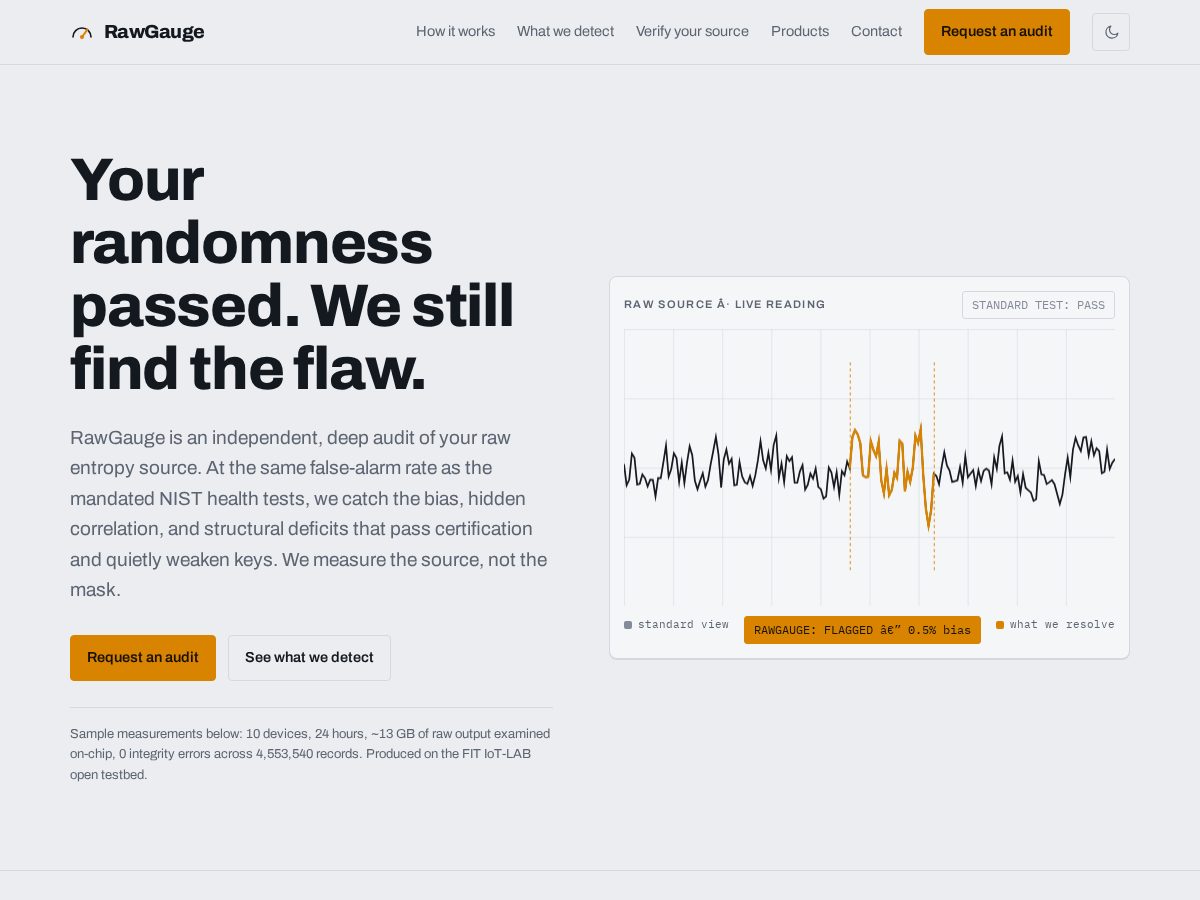 Landing-page snapshot of rawgauge.com