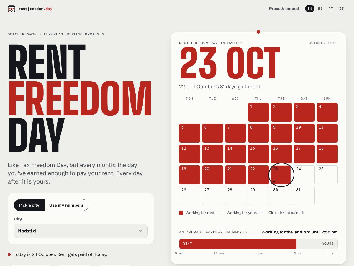 Landing-page snapshot of rentfreedom.day