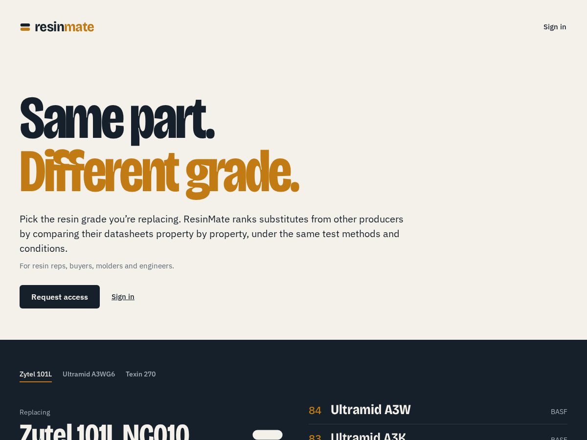 Landing-page snapshot of resinmate.app