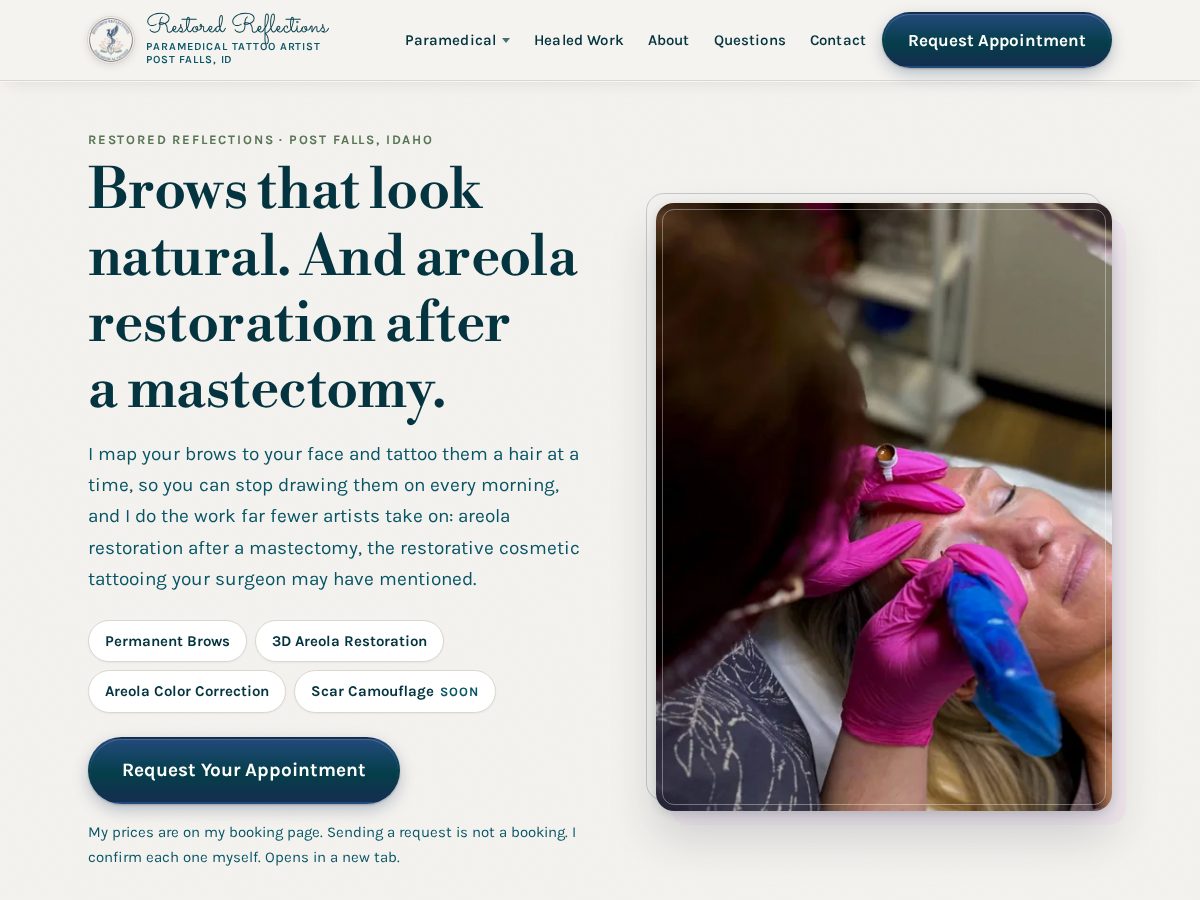 Landing-page snapshot of restoredreflectionsink.com