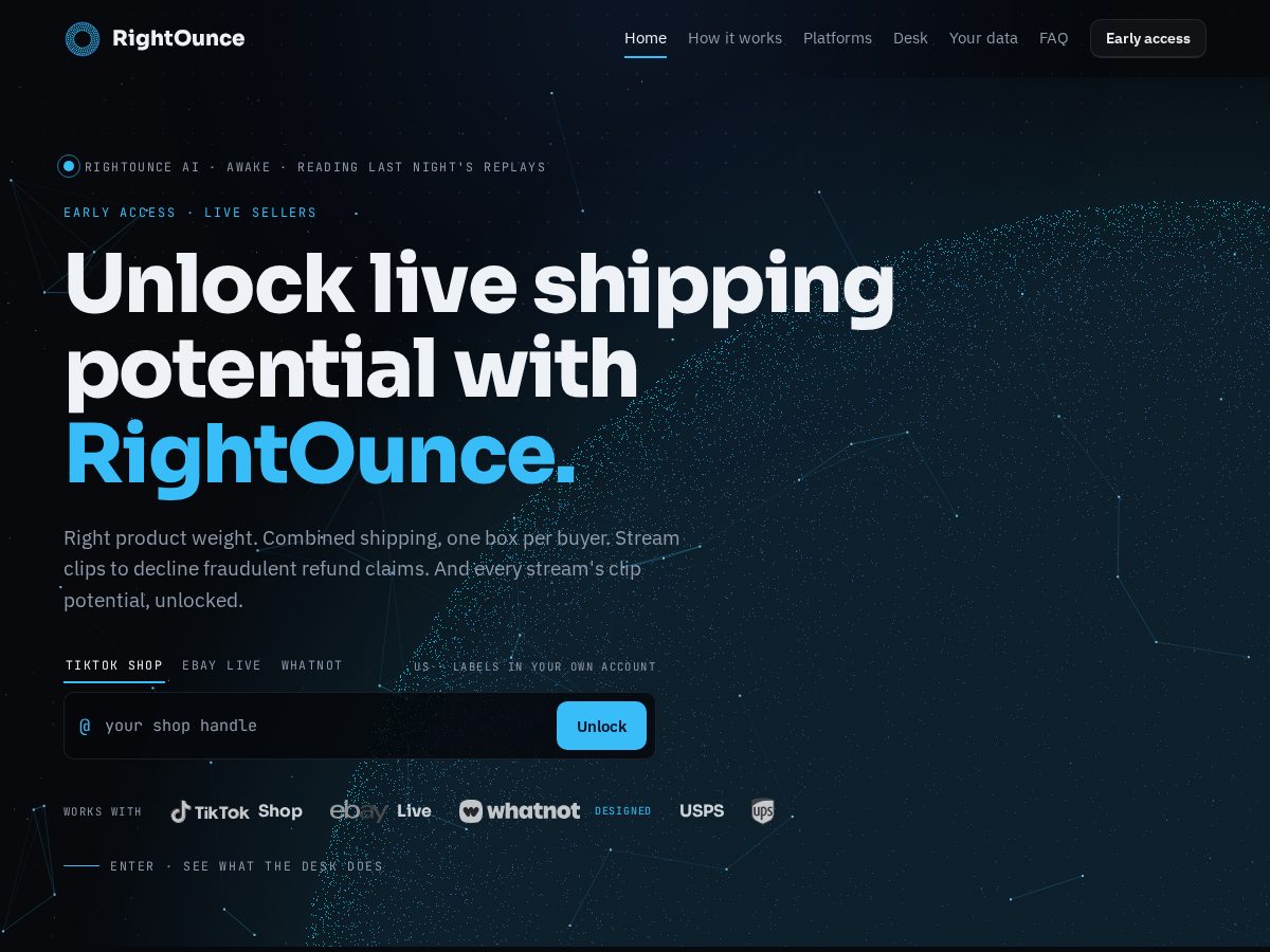 Landing-page snapshot of rightounce.com