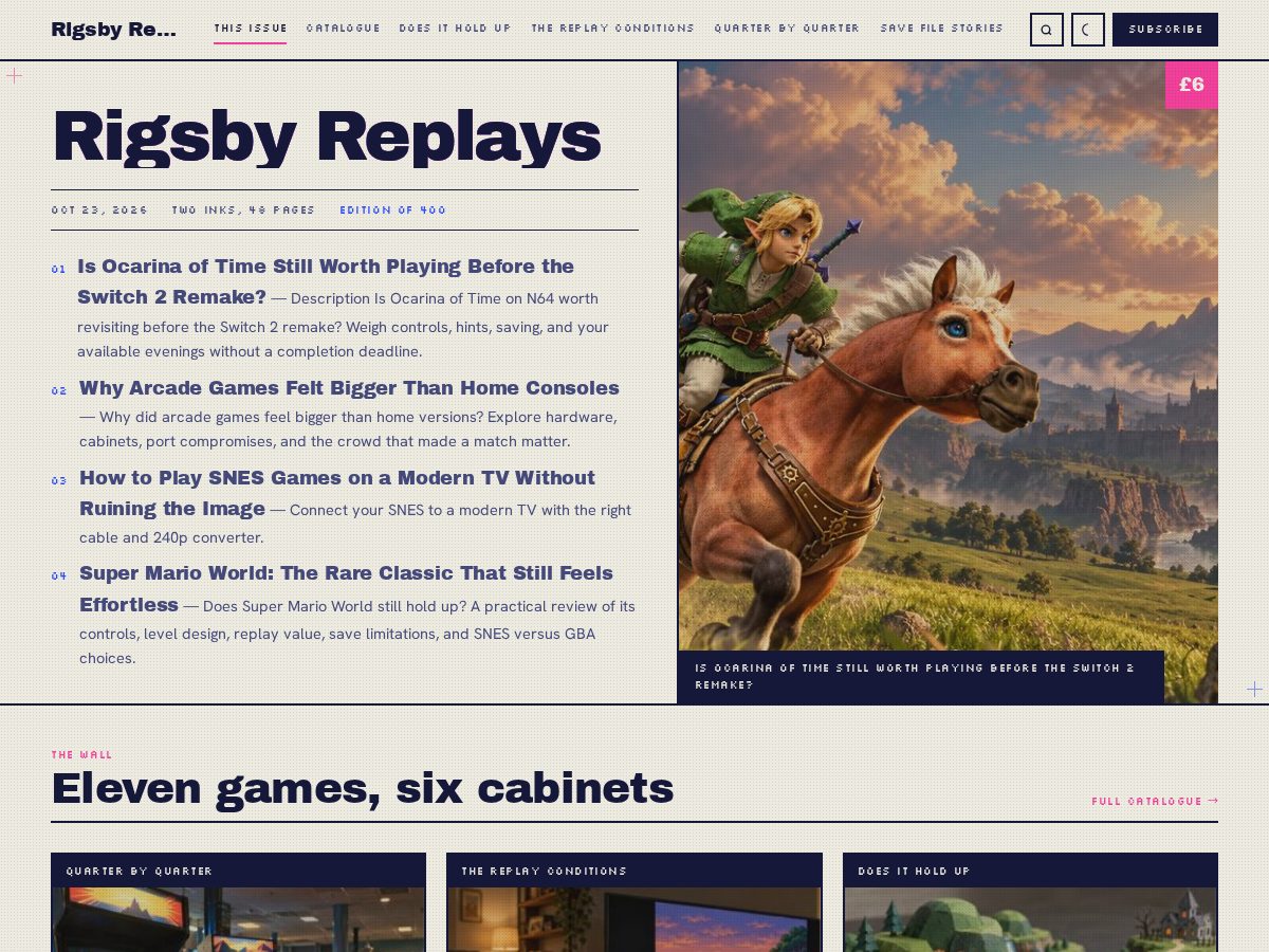 Landing-page snapshot of rigsbyreplays.com