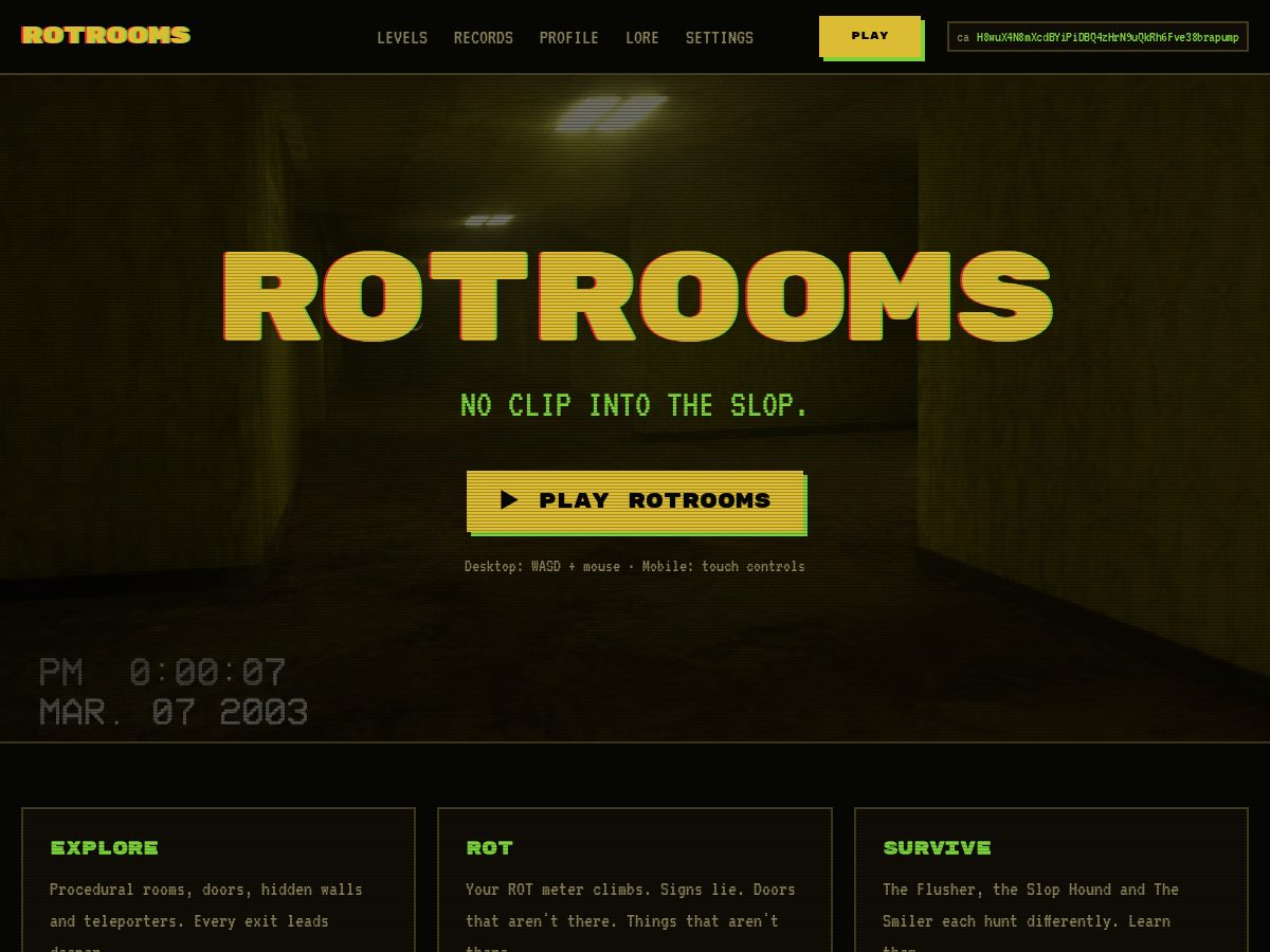 Landing-page snapshot of rotrooms.fun