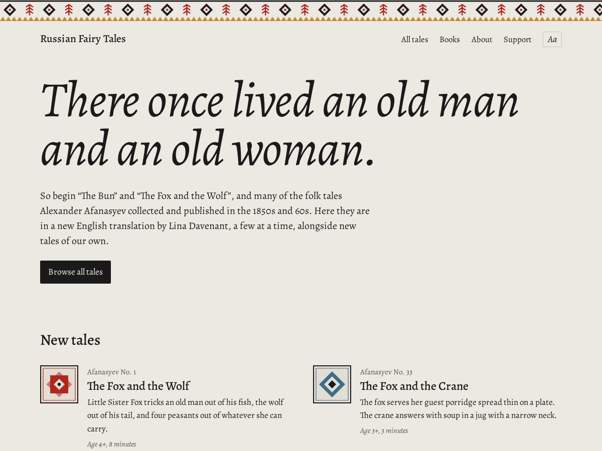 Landing-page snapshot of russianfairytales.com