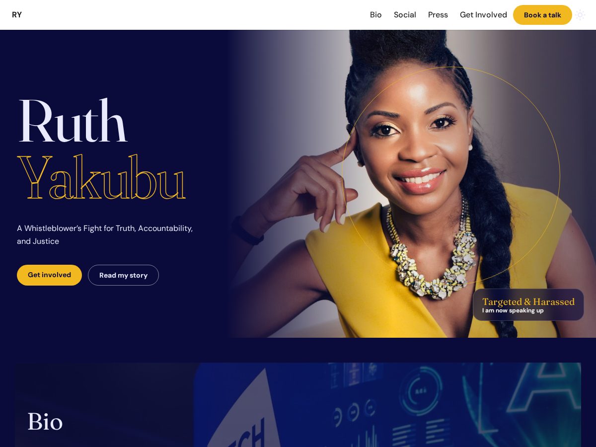 Landing-page snapshot of ruthyakubu.com