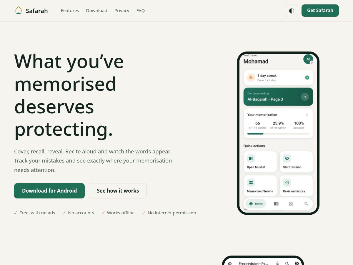 Landing-page snapshot of safarah.app