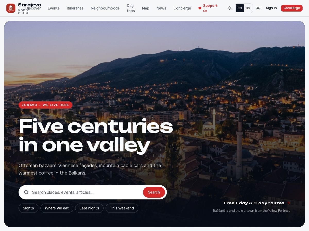Landing-page snapshot of sarajevotravelguide.com