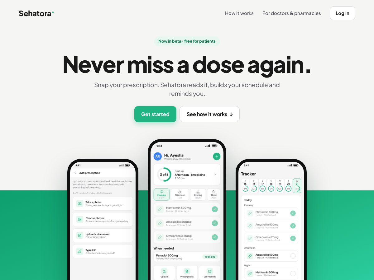 Landing-page snapshot of sehatora.com