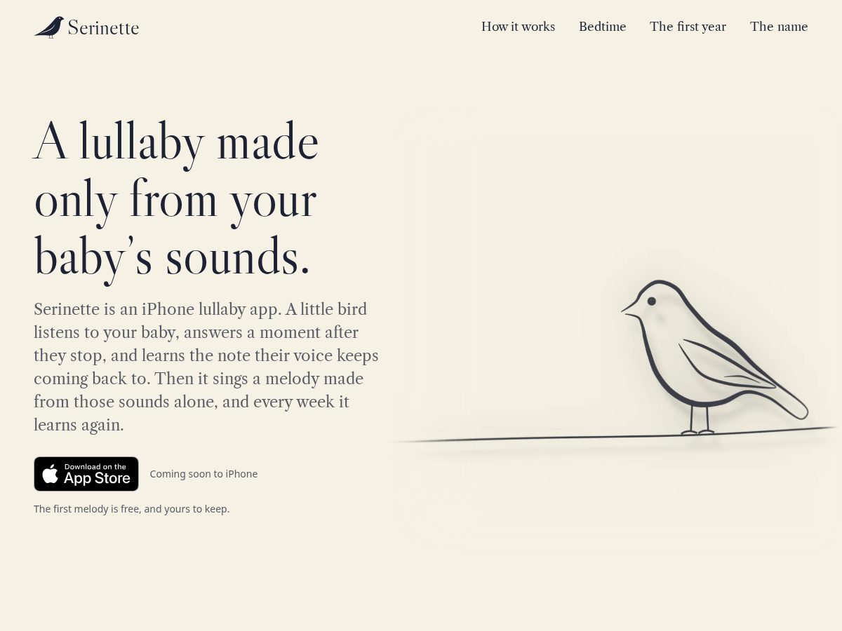 Landing-page snapshot of serinette.app