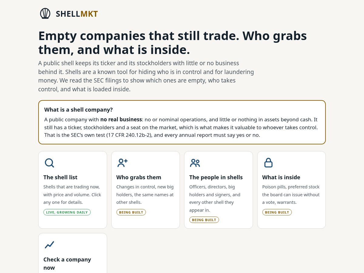 Landing-page snapshot of shellmkt.com