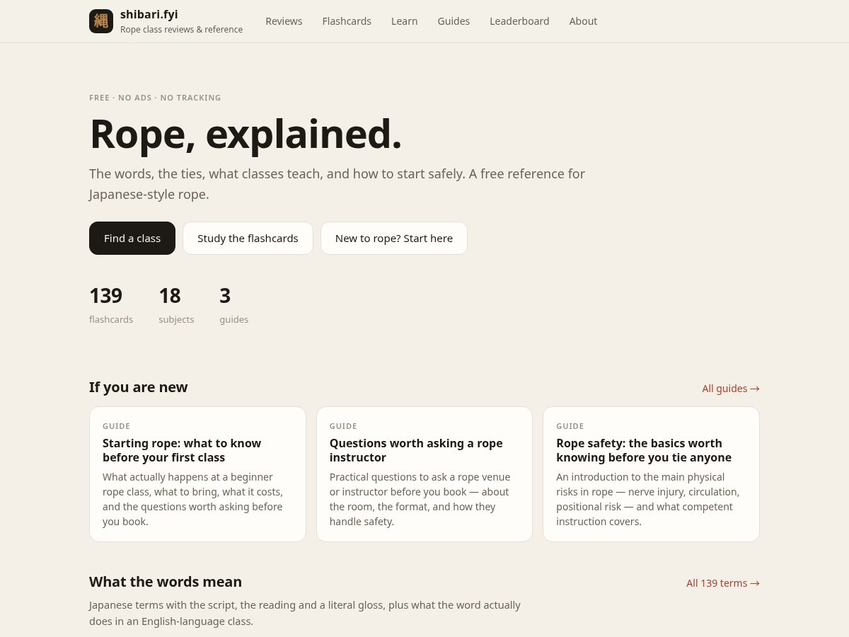Landing-page snapshot of shibari.fyi