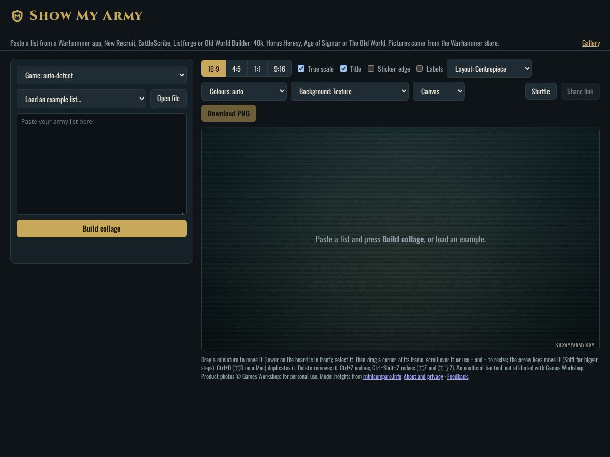 Landing-page snapshot of showmyarmy.com