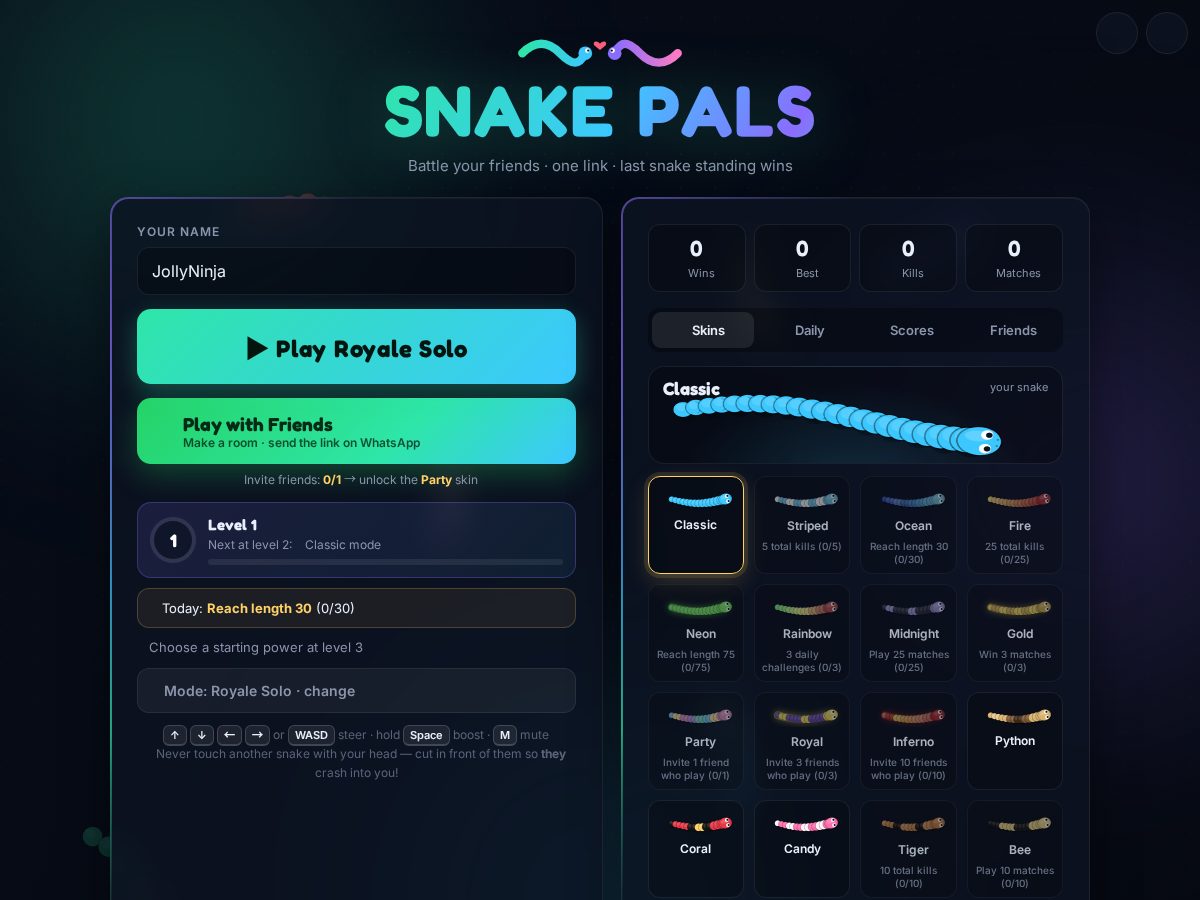 Landing-page snapshot of snakepals.com