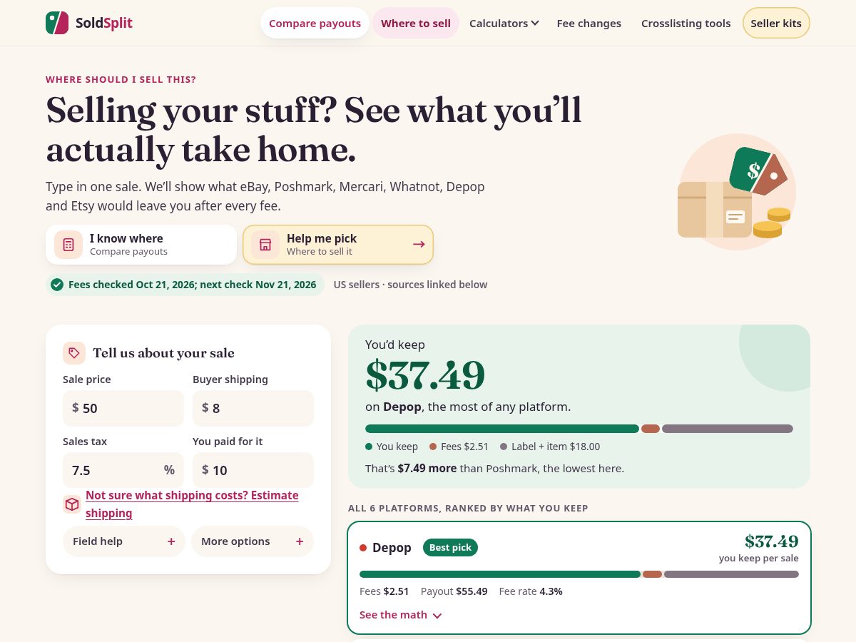 Landing-page snapshot of soldsplit.com