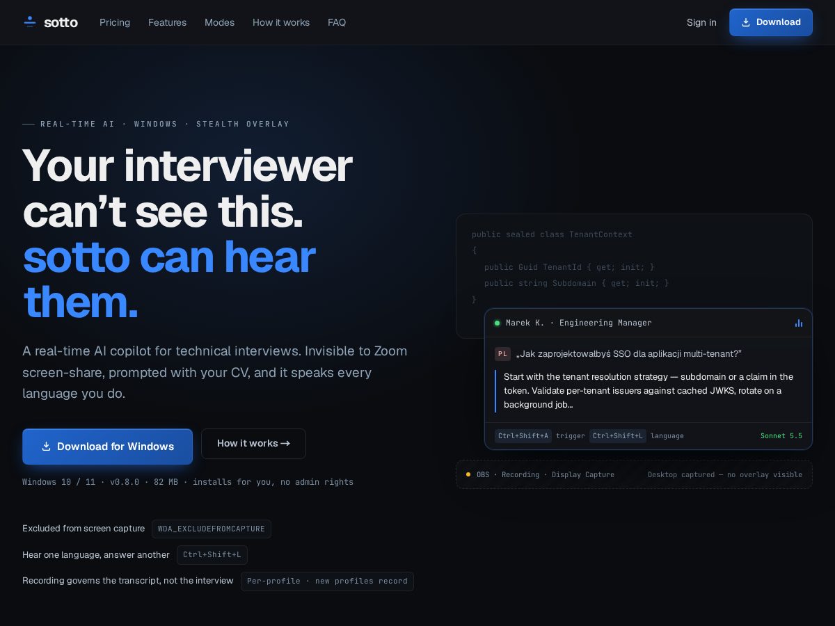 Landing-page snapshot of sottocopilot.com