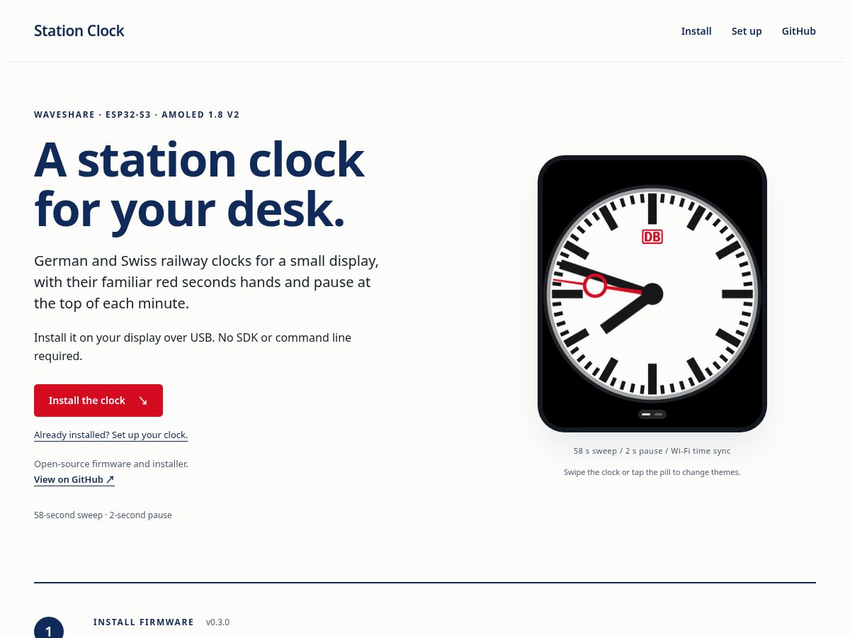 Landing-page snapshot of stationclock.net