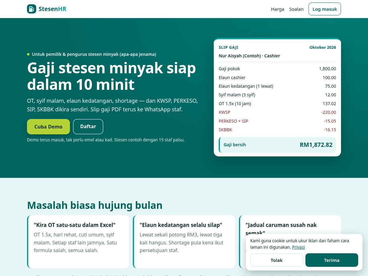 Landing-page snapshot of stesenhr.com