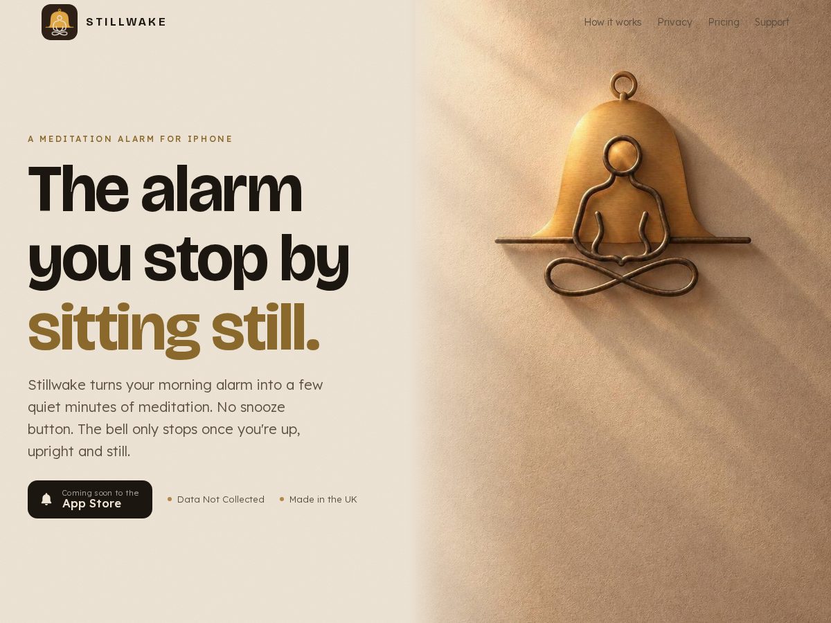 Landing-page snapshot of stillwake.app