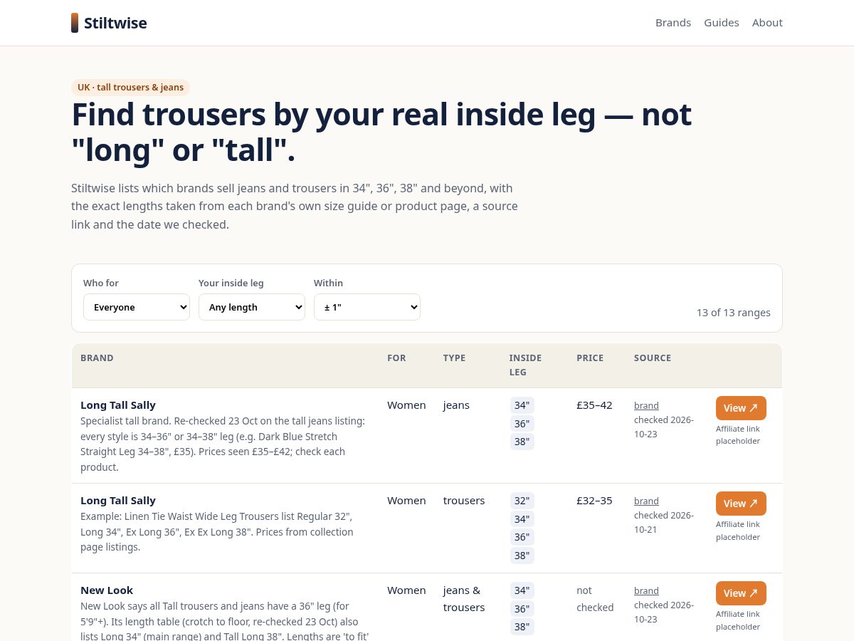 Landing-page snapshot of stiltwise.com