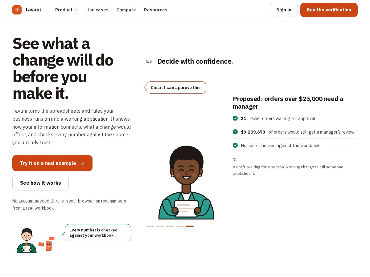 Landing-page snapshot of tavuni.app