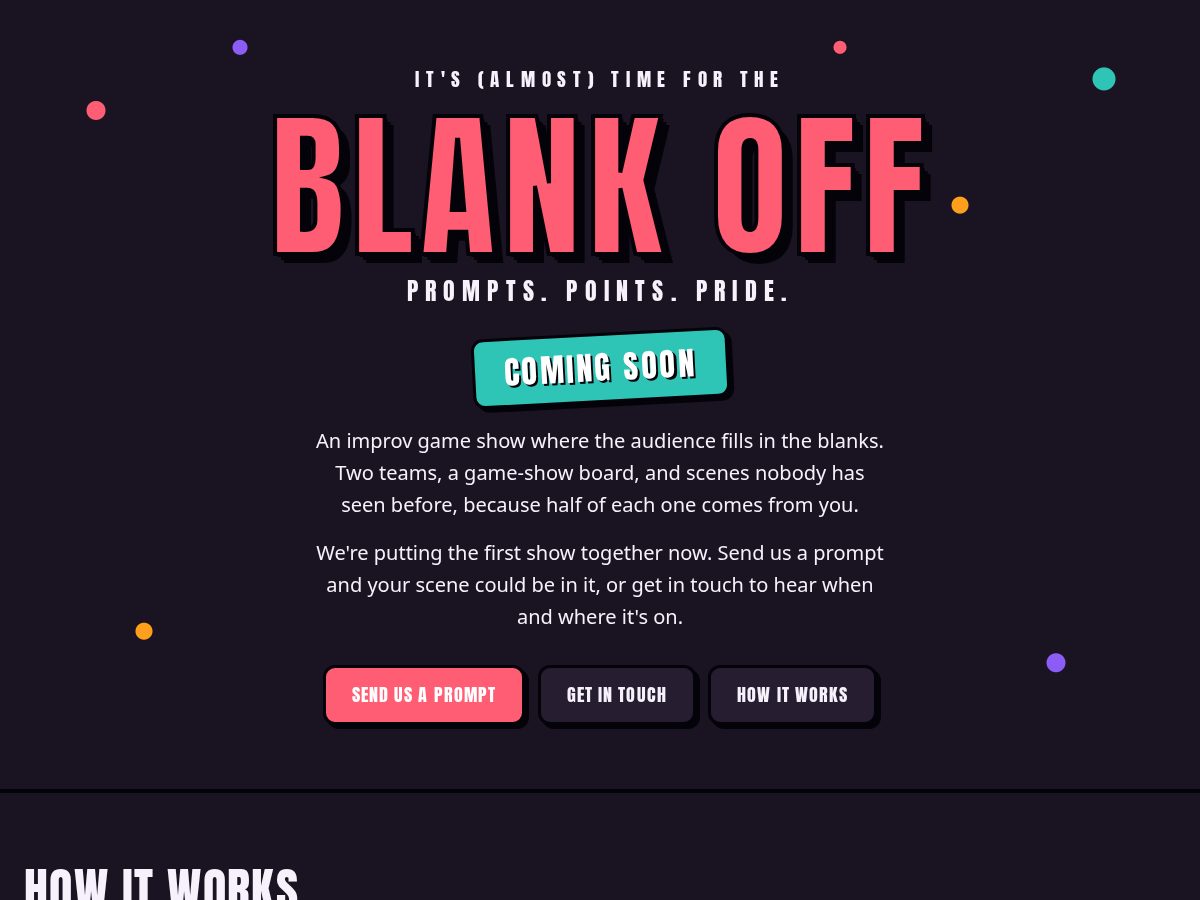 Landing-page snapshot of the-blank-off.com