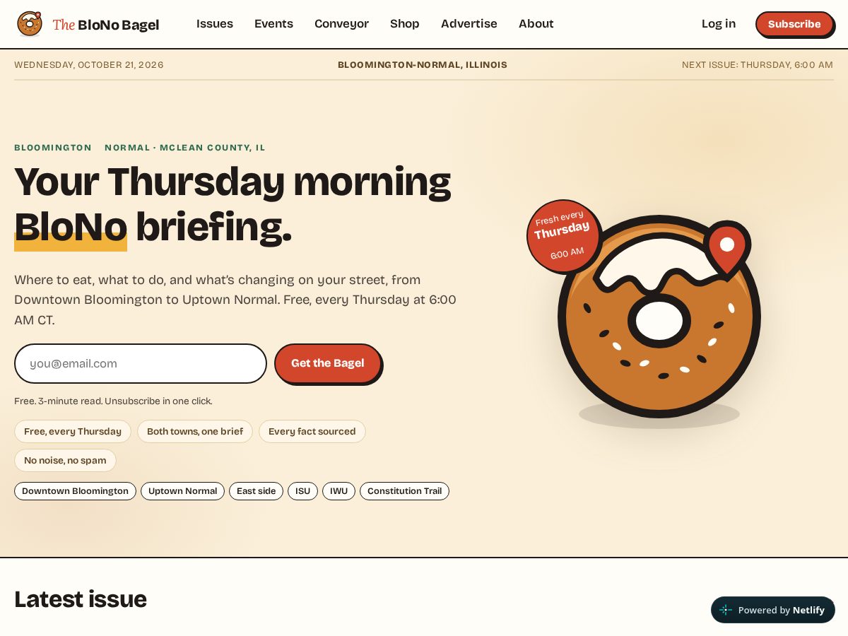 Landing-page snapshot of theblonobagel.com