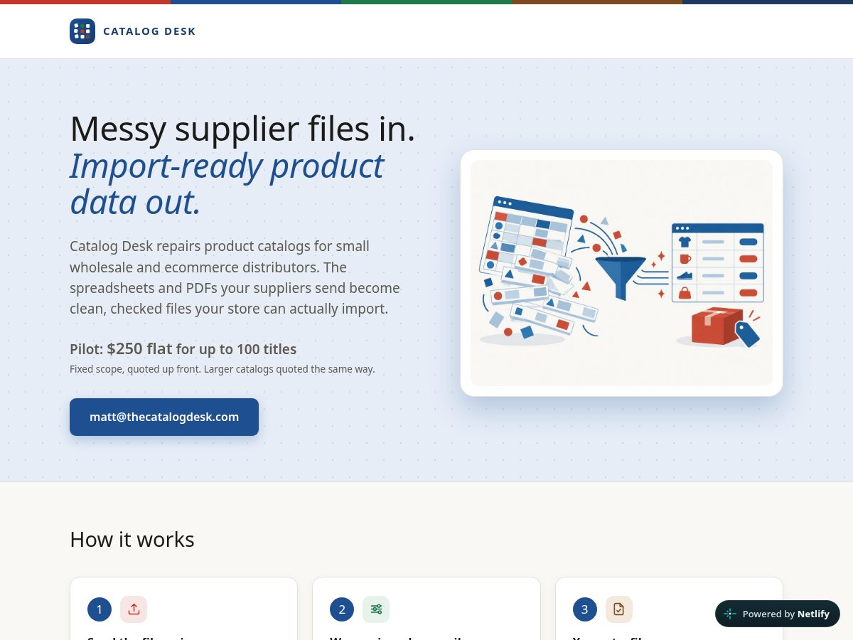 Landing-page snapshot of thecatalogdesk.com