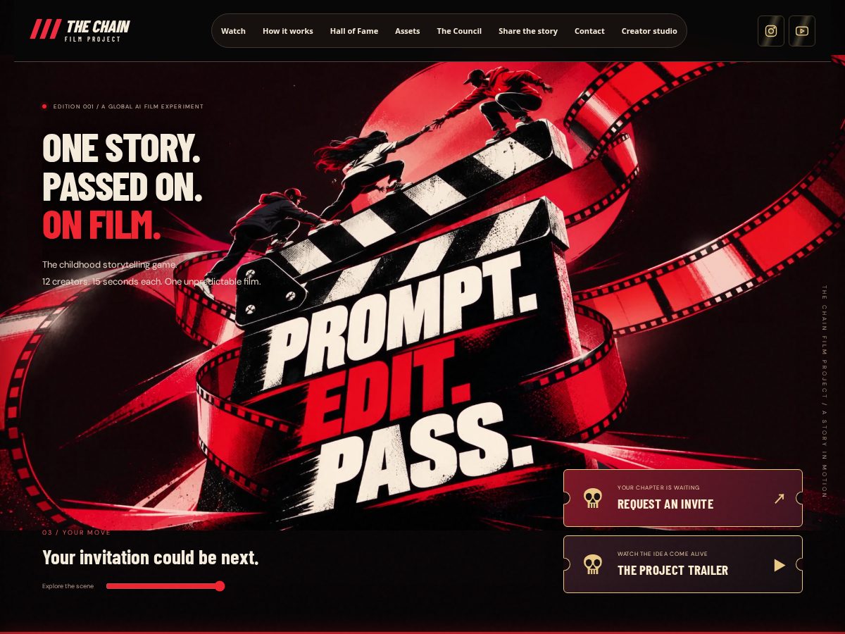 Landing-page snapshot of thechainfilm.com