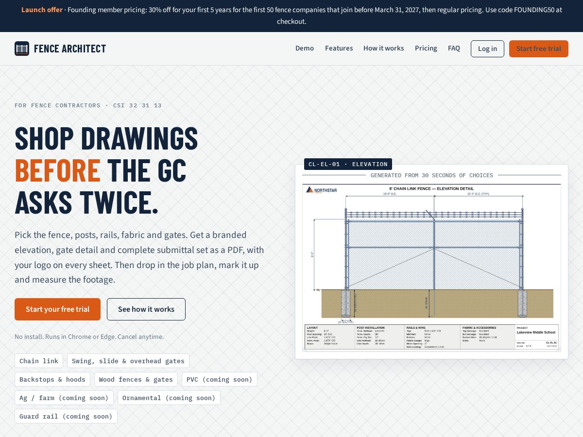 Landing-page snapshot of thefencearchitect.com
