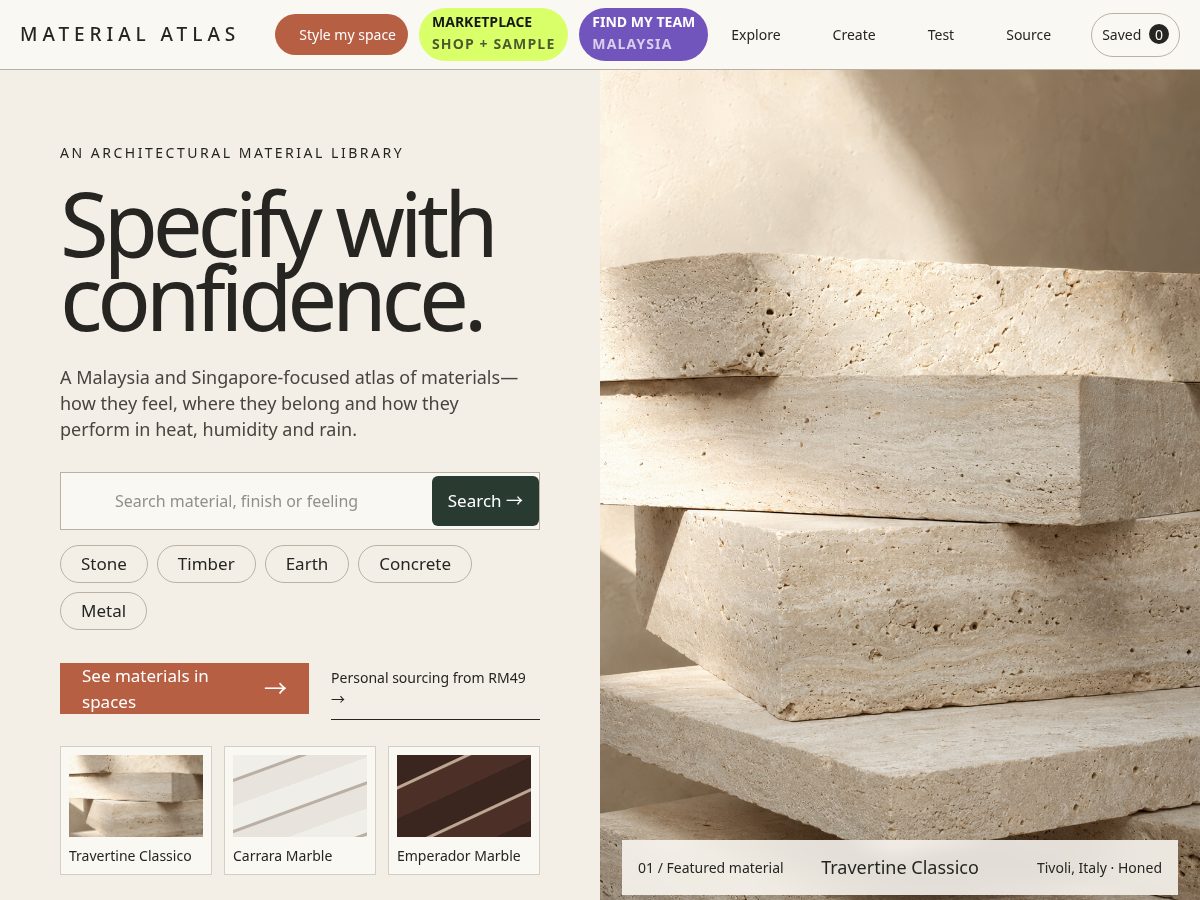 Landing-page snapshot of thematerialatlast.com
