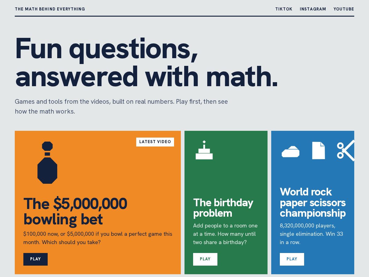 Landing-page snapshot of themathbehindeverything.com