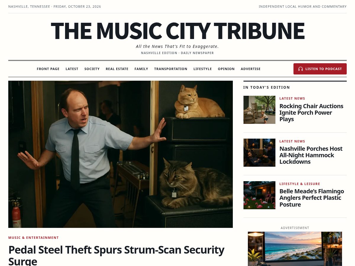 Landing-page snapshot of themusiccitytribune.com