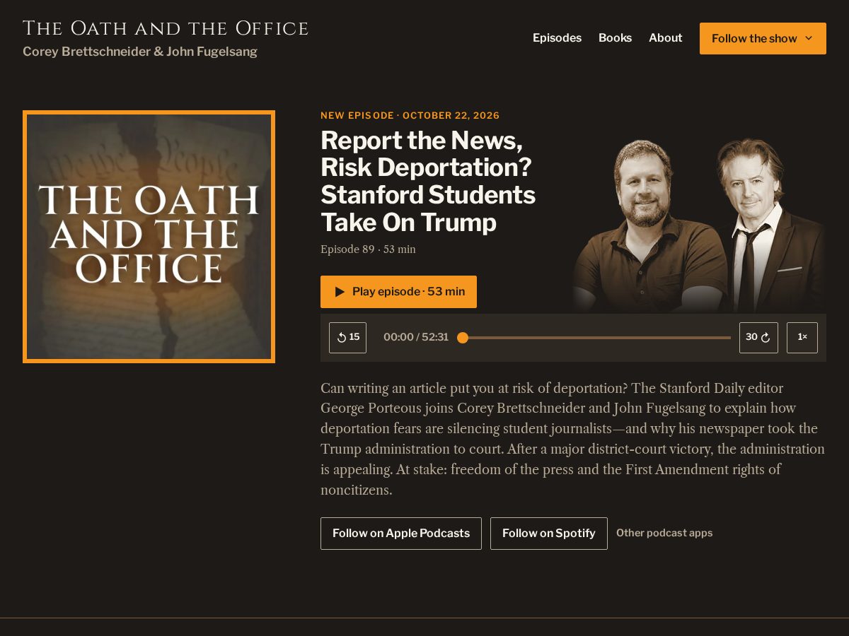 Landing-page snapshot of theoathandtheoffice.com