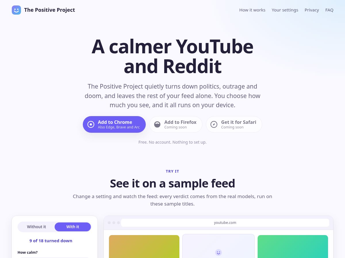 Landing-page snapshot of thepositiveproject.space