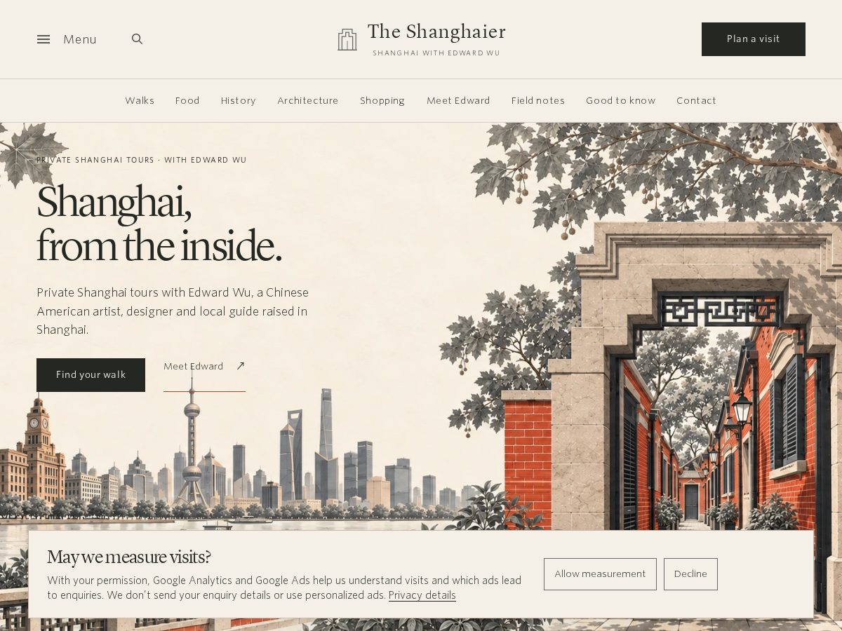 Landing-page snapshot of theshanghaier.com