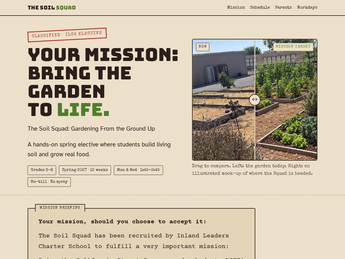 Landing-page snapshot of thesoilsquad.com