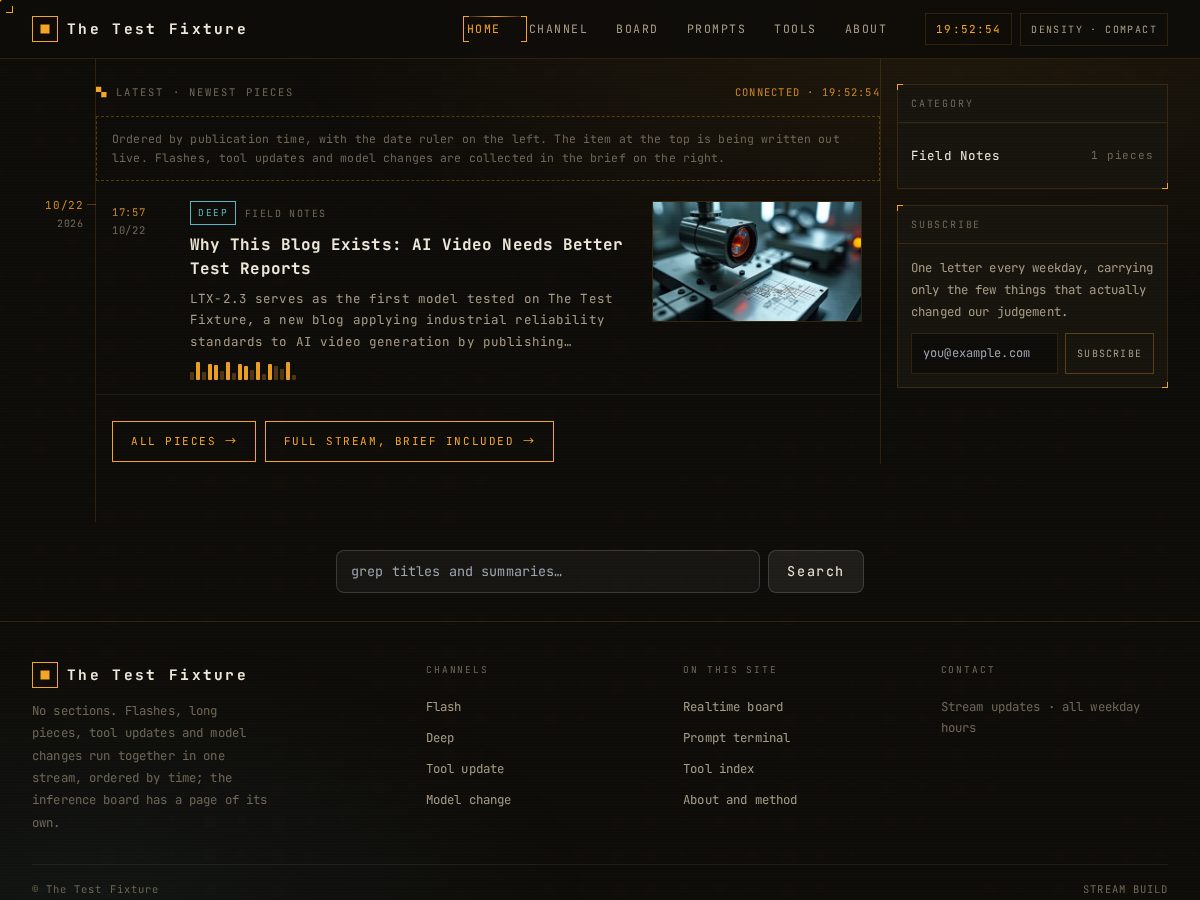 Landing-page snapshot of thetestfixture.com