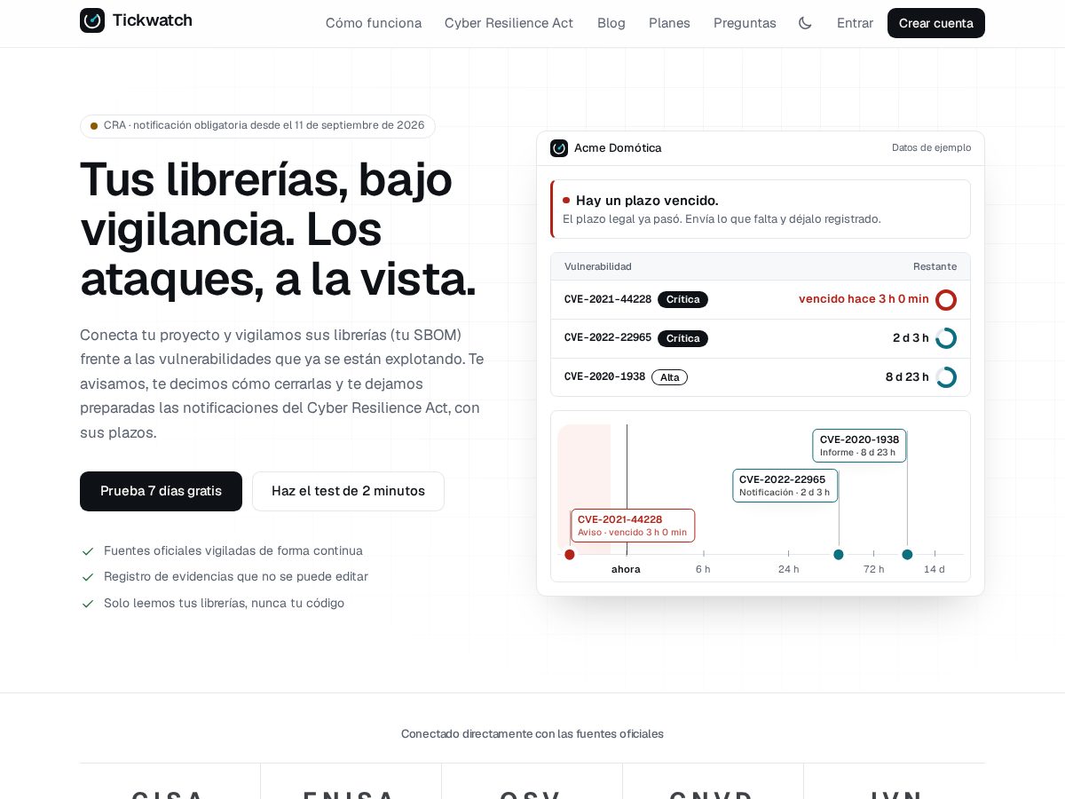 Landing-page snapshot of tickwatch.app