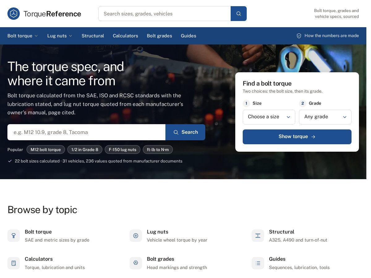 Landing-page snapshot of torquereference.com