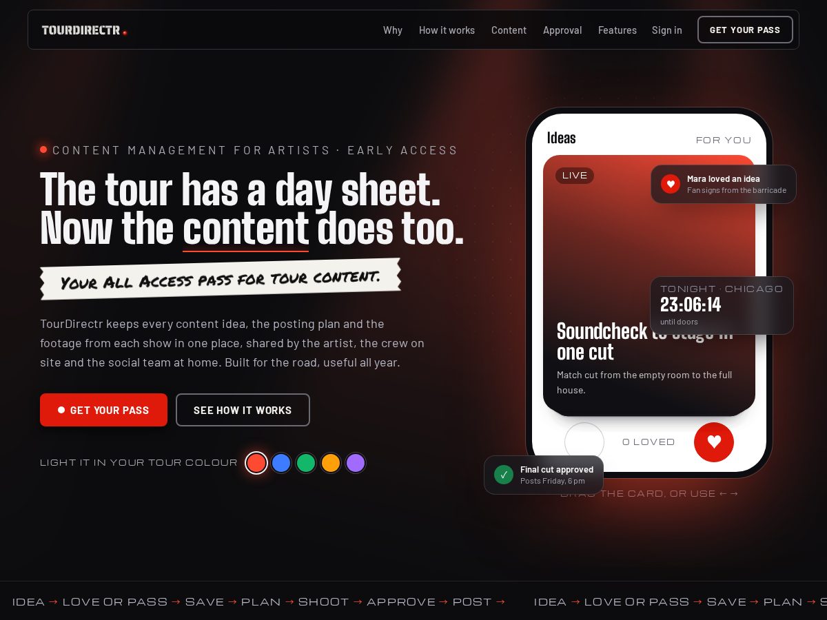 Landing-page snapshot of tourdirectr.com
