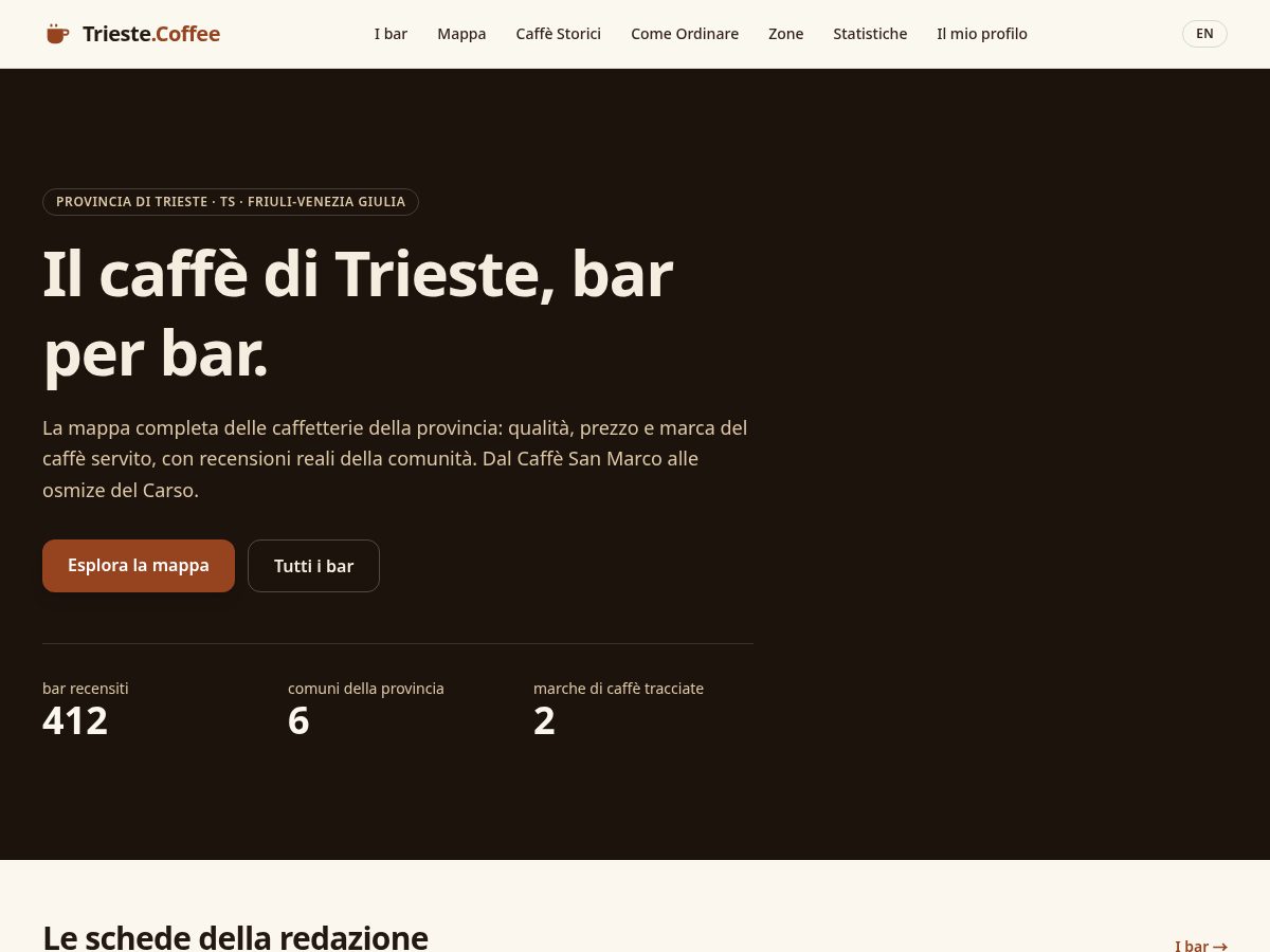 Landing-page snapshot of trieste.coffee