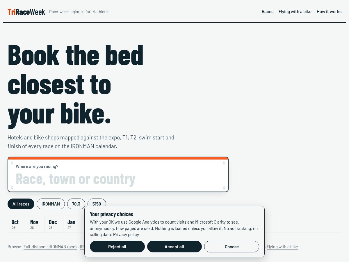 Landing-page snapshot of triraceweek.com
