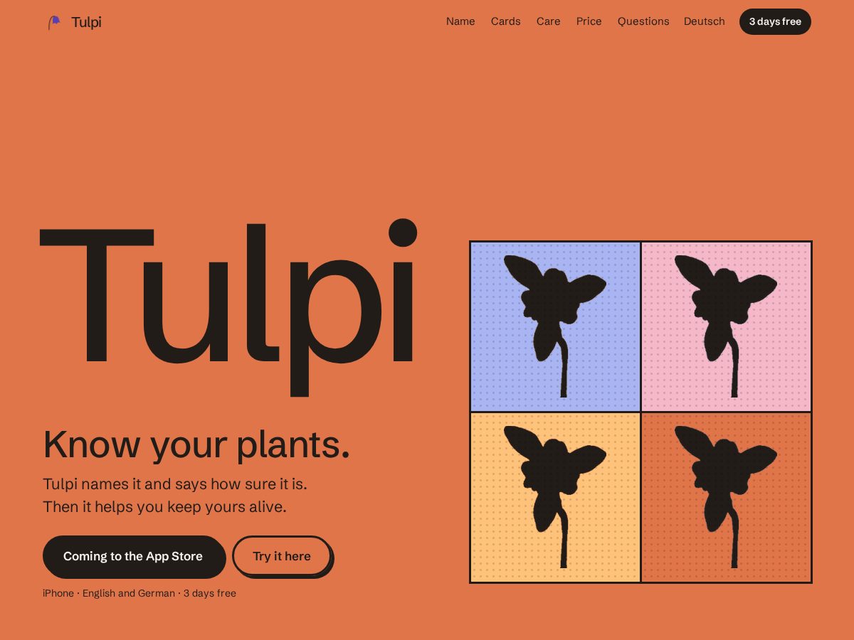 Landing-page snapshot of tulpi.app