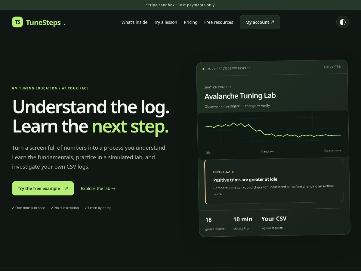 Landing-page snapshot of tunesteps.com