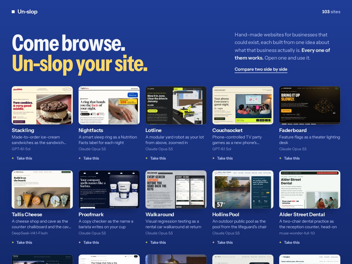 Landing-page snapshot of un-slop.dev