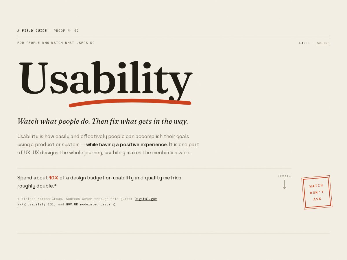 Landing-page snapshot of usability.london