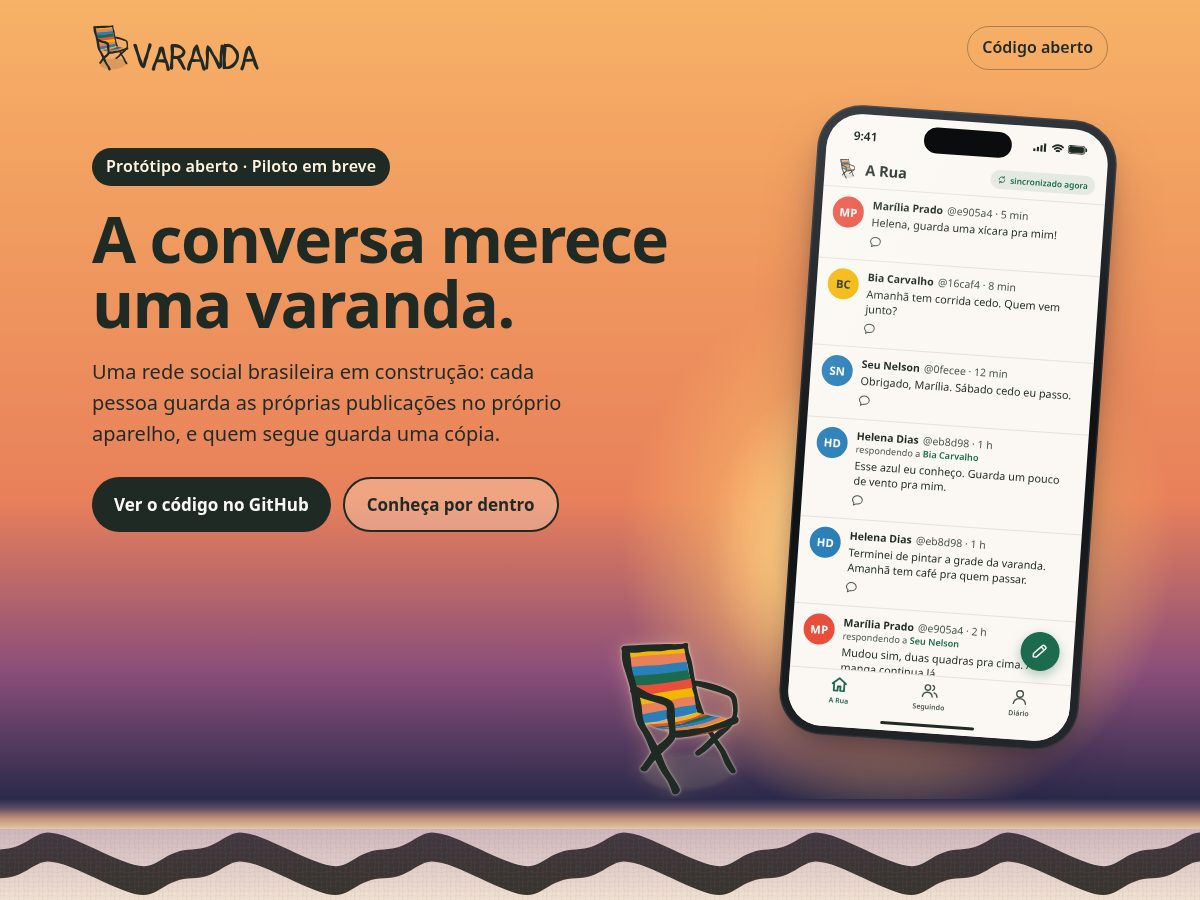 Landing-page snapshot of varanda.app