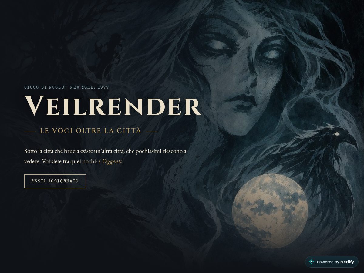 Landing-page snapshot of veilrender.com
