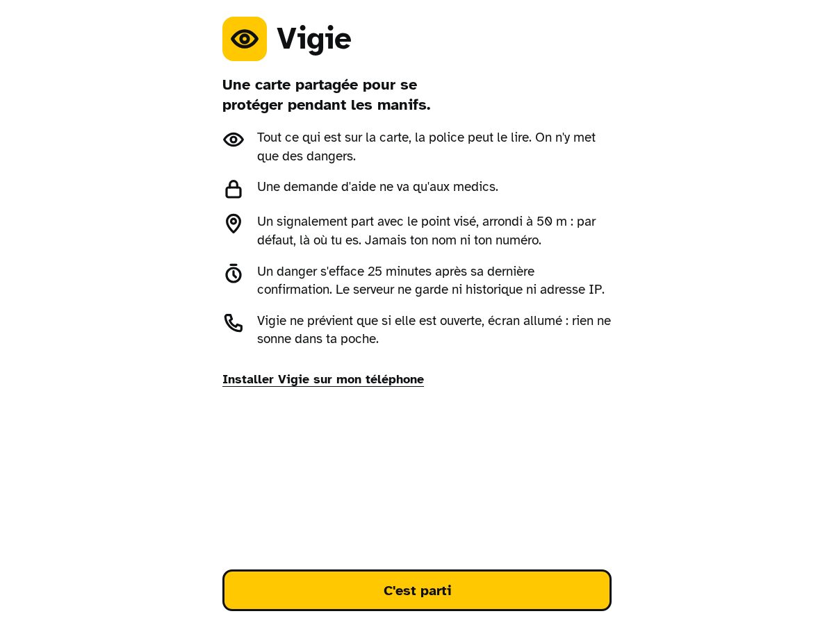 Landing-page snapshot of vigiemap.org